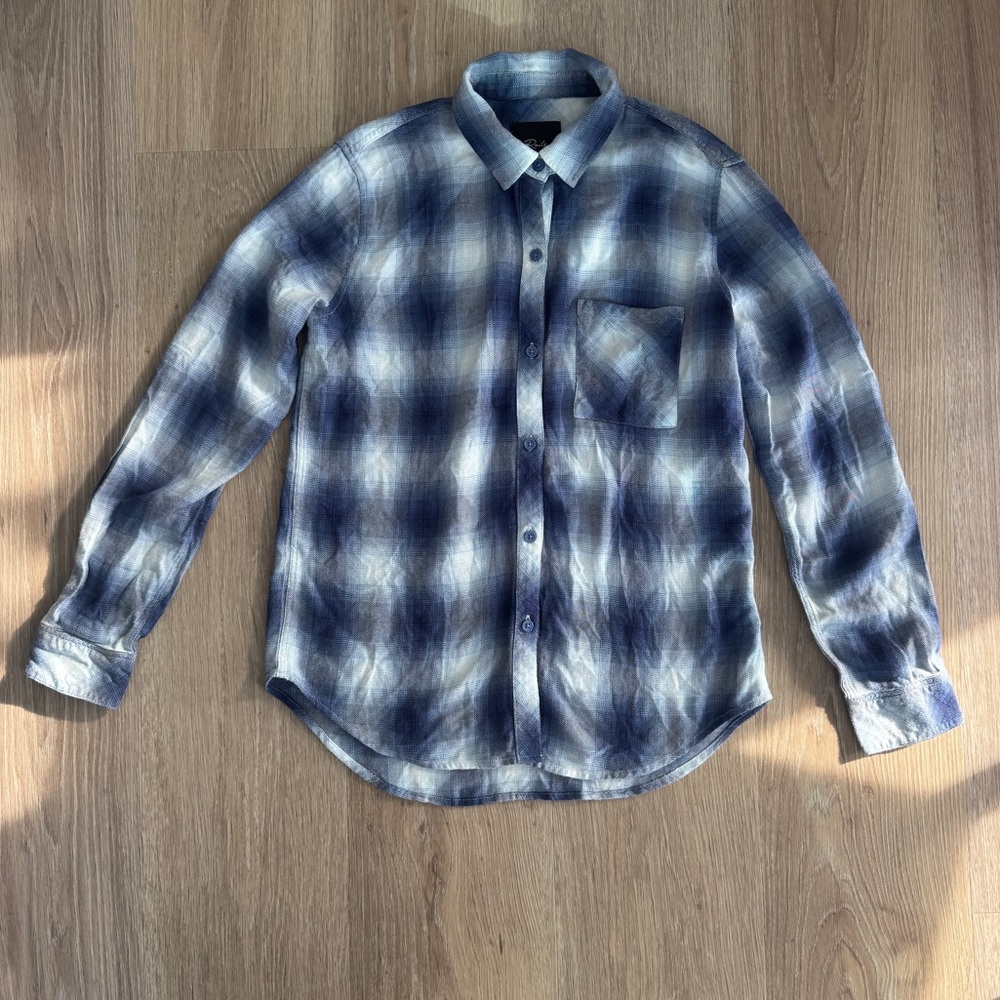 NWT Rails Hunter Pacific Ivory Blue Plaid Button Down Shirt